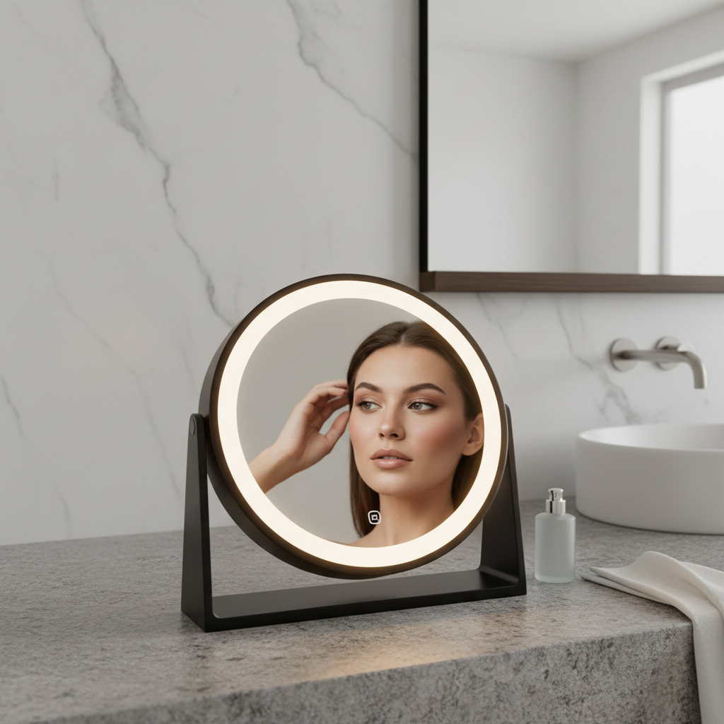 Editorial illustration — representative visual, not product photography: simplehuman Sensor Mirror Trio
